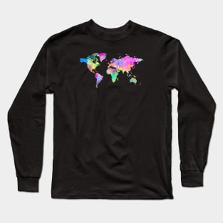 Colorful Watercolor Map Long Sleeve T-Shirt